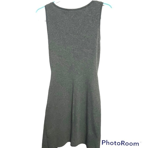 Club Monaco Women's Gray Stretch Dress Faux Wrap Self Side Tie Sheath - Picture 6 of 7